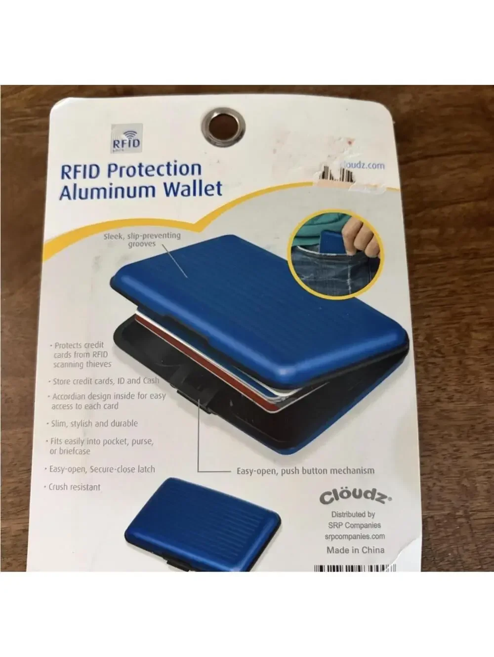 New CLOUDZ Blue RFID Protection Aluminum Wallet